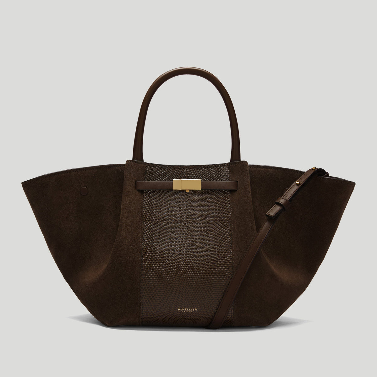 Emelie Lindmark x The Midi New York - mocha suede & mocha lizard-effect -