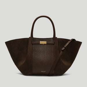 Emelie Lindmark x The Midi New York - mocha suede & mocha lizard-effect