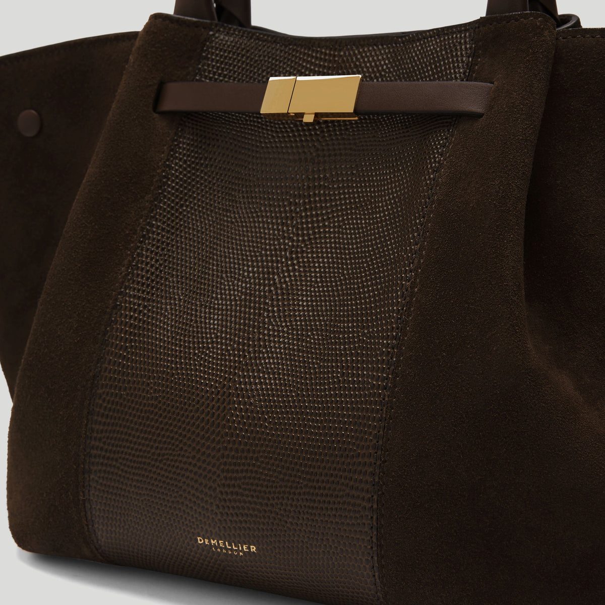 Emelie Lindmark x The Midi New York - mocha suede & mocha lizard-effect -