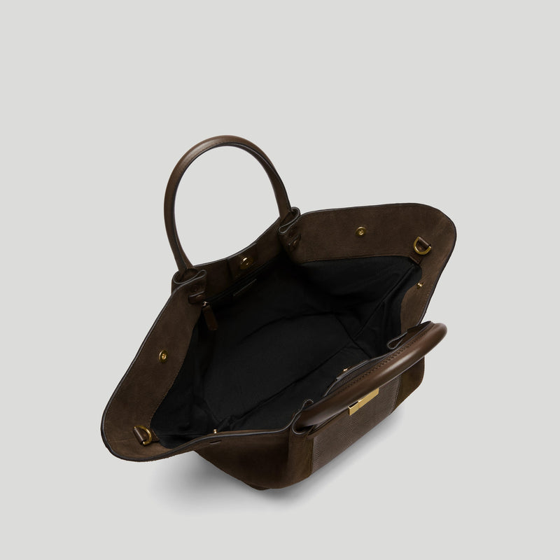 Emelie Lindmark x The Midi New York - mocha suede & mocha lizard-effect -