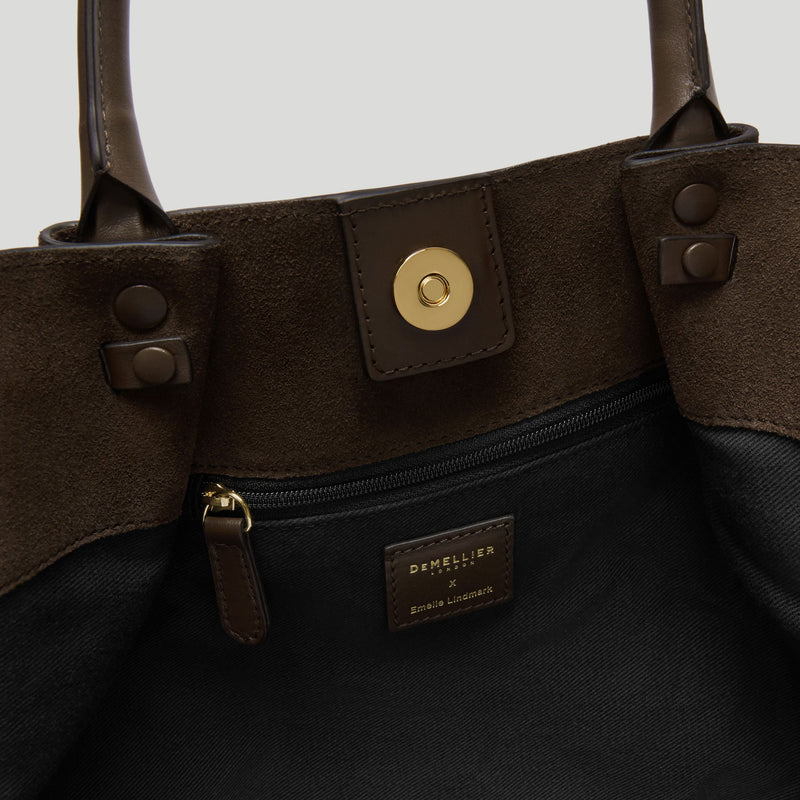 Emelie Lindmark x The Midi New York - mocha suede & mocha lizard-effect -