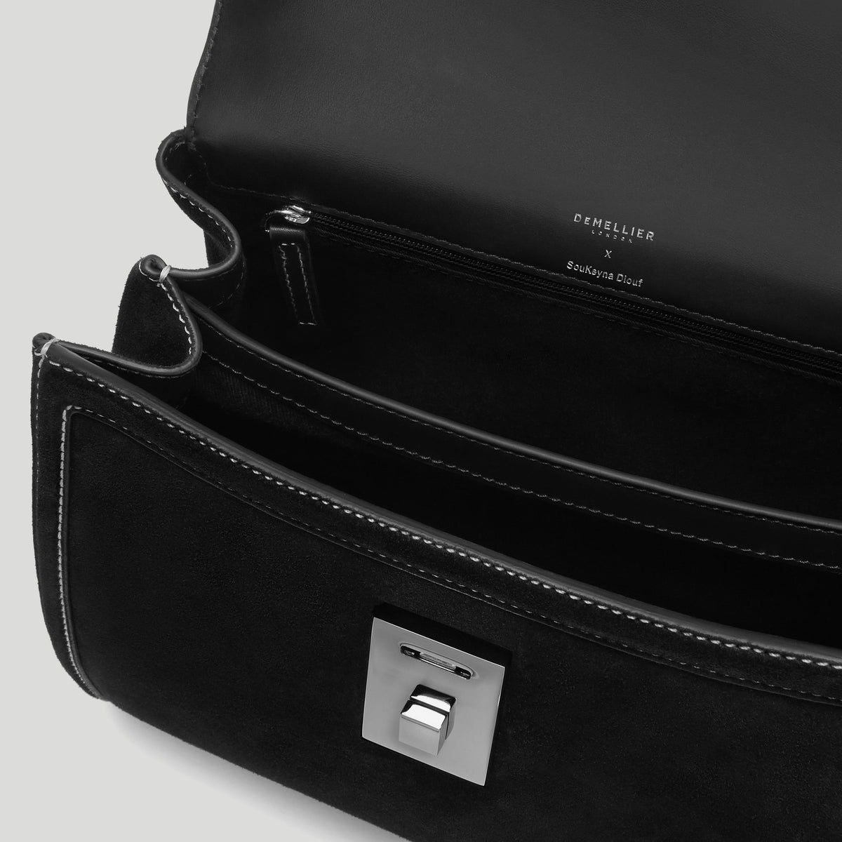 SouKeyna Diouf x The Midi Paris - black suede ecru stitching -