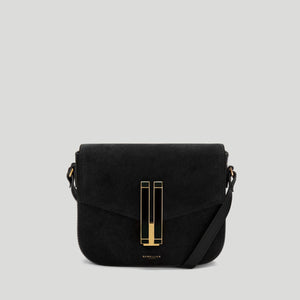 The Small Vancouver - black suede & black smooth enamel lock -