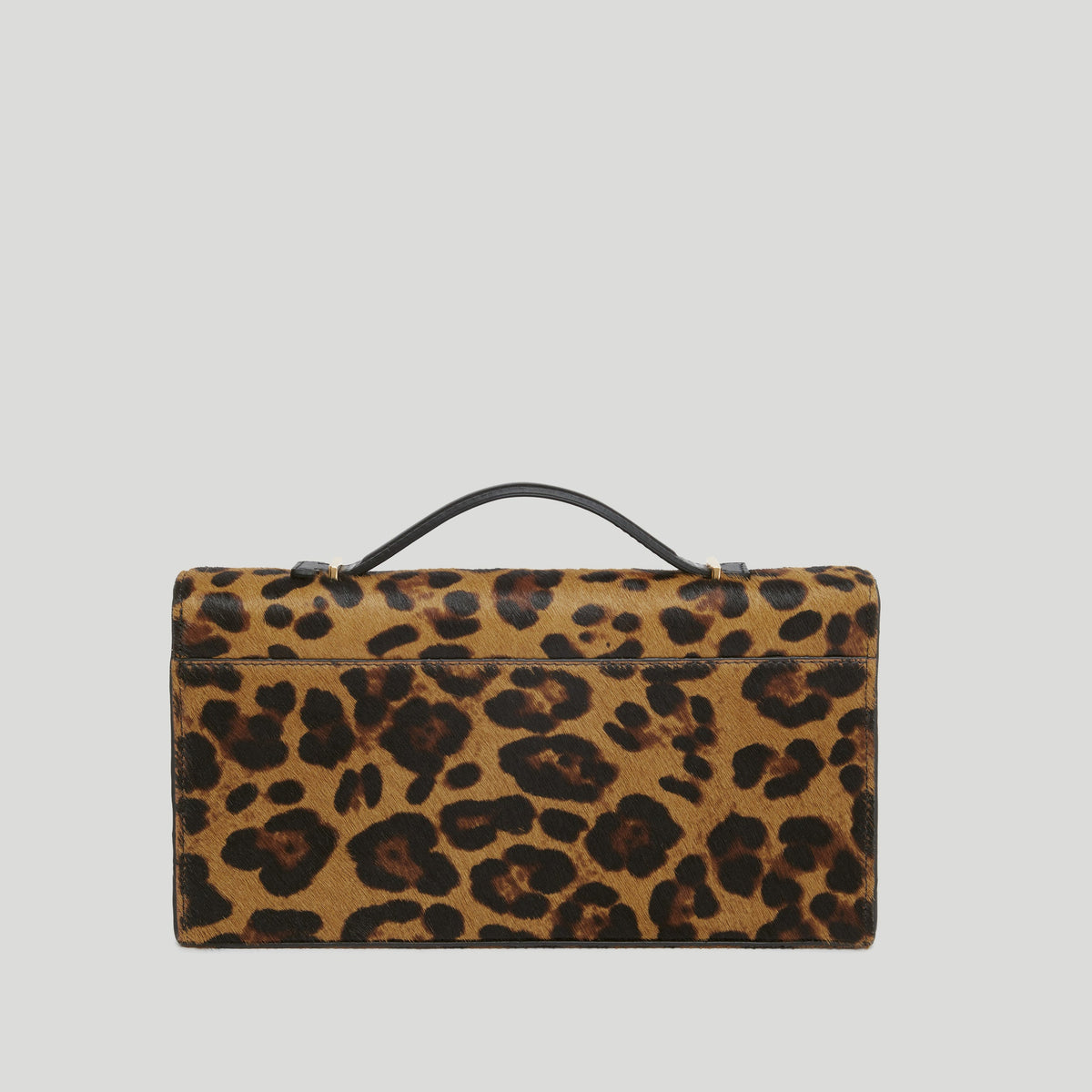 The Vancouver Clutch - leopard-effect calf hair & black smooth -