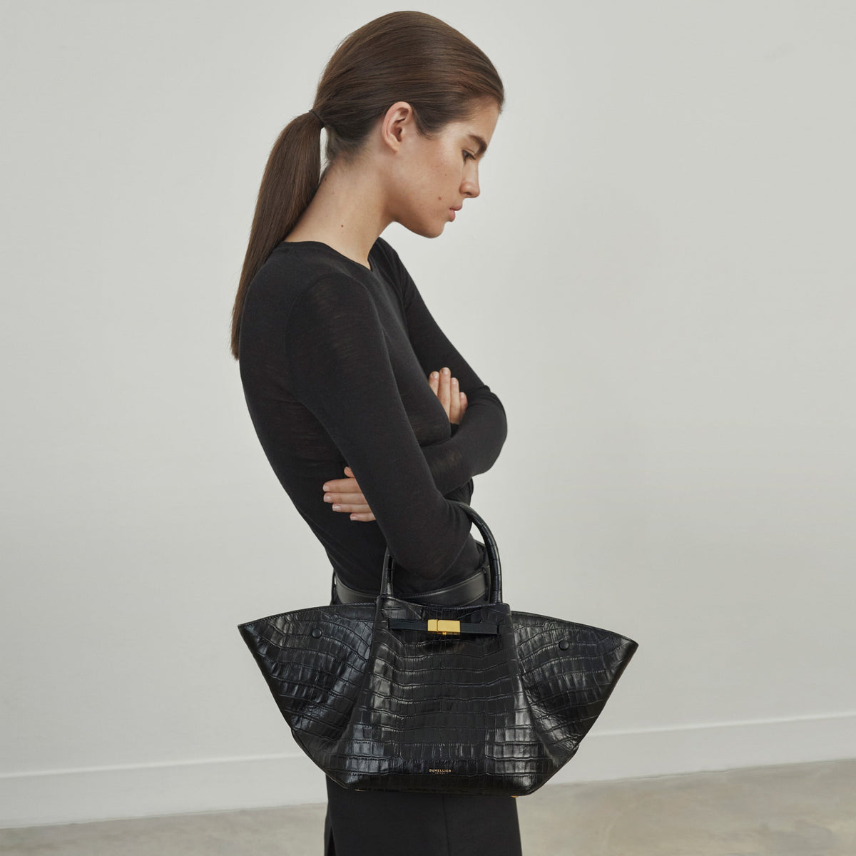 The Midi New York - black croc-effect -