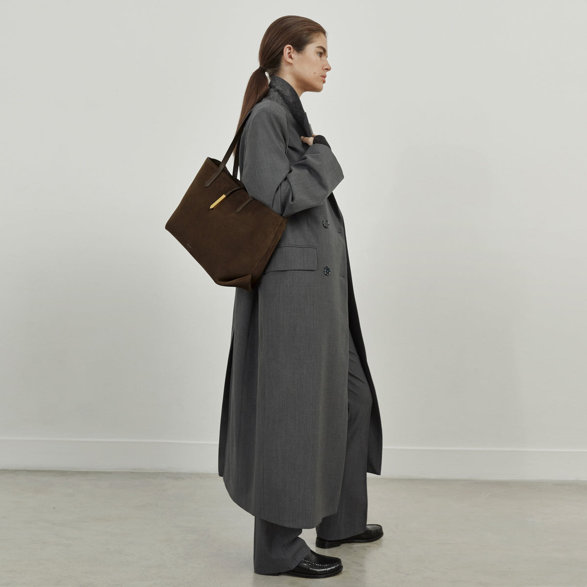 The Tokyo Tote - mocha suede & mocha smooth -