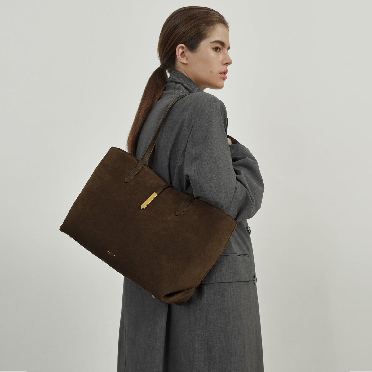The Tokyo Tote - mocha suede & mocha smooth -